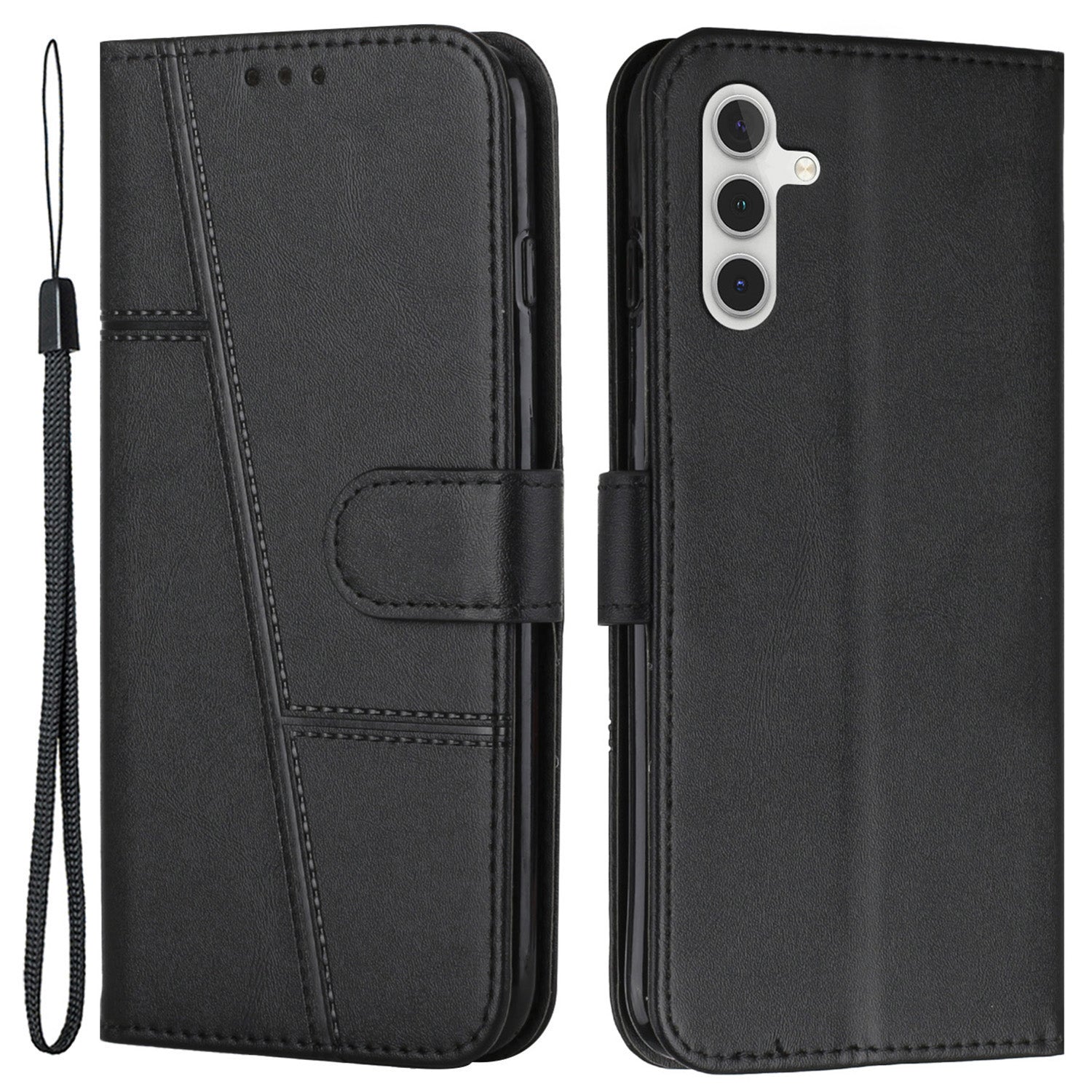 For Samsung Galaxy S23 FE Protective Phone Case PU Leather Stand Wallet Cover with Strap For Samsung Galaxy S23 FE Protective Phone Case PU Leather Stand Wallet Cover with Strap